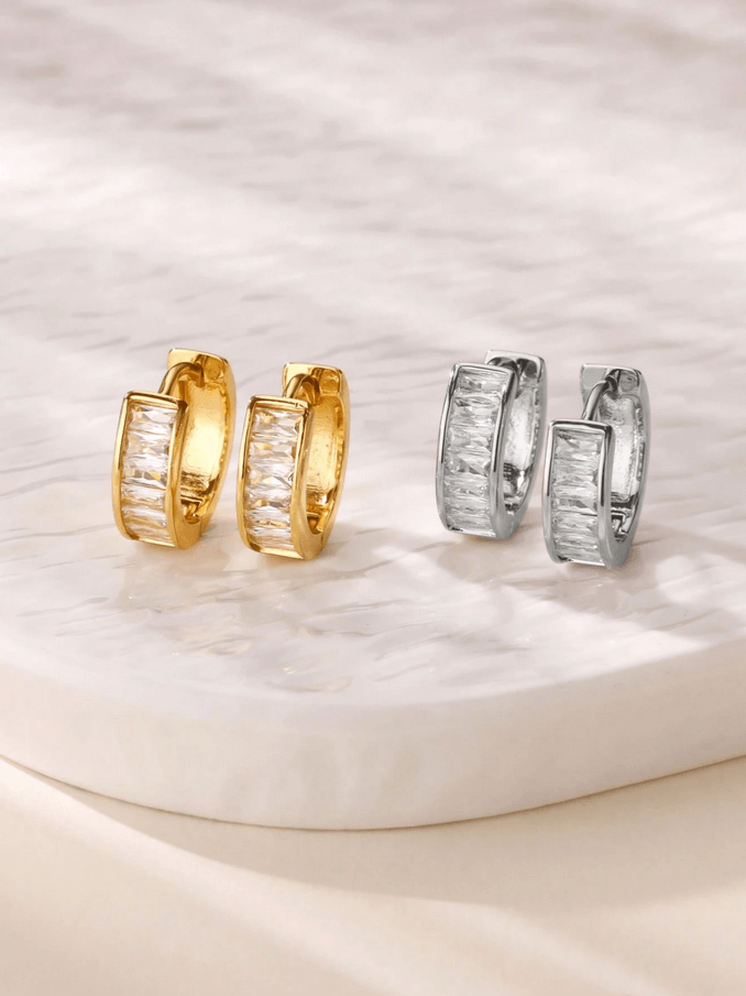 Elle CZ Hoop Earrings in 18k PVD Gold Plated