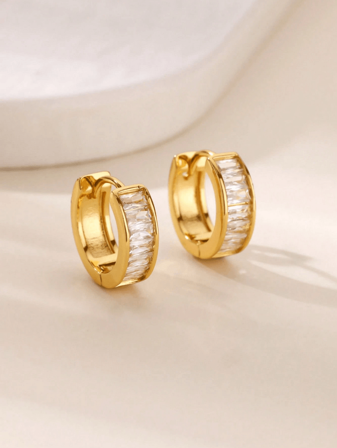 Elle CZ Hoop Earrings in 18k PVD Gold Plated