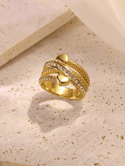 Elle CZ Heart Ring in 18k PVD Gold Plated