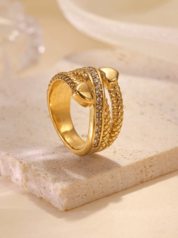 Elle CZ Heart Ring in 18k PVD Gold Plated