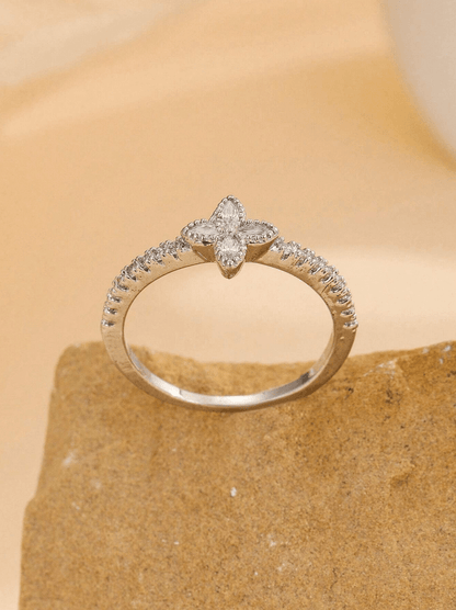 Elle CZ Chic Ring in Vermeil White Gold Plated