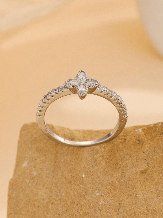 Elle CZ Chic Ring in Vermeil White Gold Plated