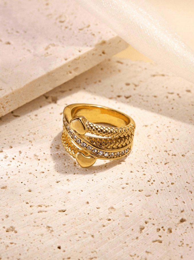 Elle CZ Heart Ring in 18k PVD Gold Plated