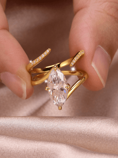 Elle CZ 2-Pc Set Engagement Ring in 18k Gold Vermeil