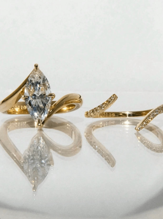 Elle CZ 2-Pc Set Engagement Ring in 18k Gold Vermeil