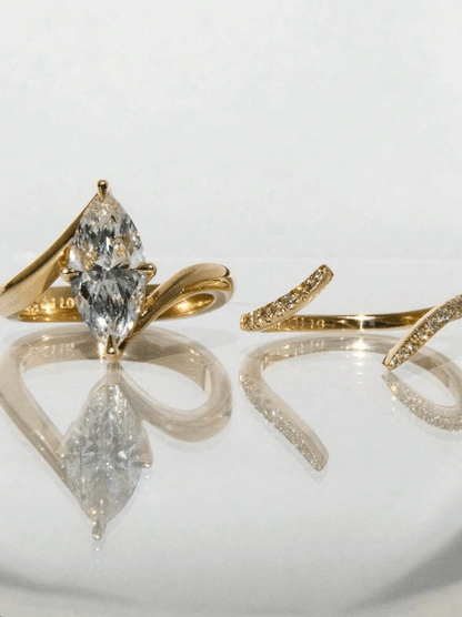 Elle CZ 2-Pc Set Engagement Ring in 18k Gold Vermeil