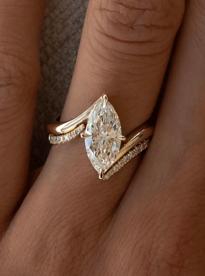 Elle CZ 2-Pc Set Engagement Ring in 18k Gold Vermeil