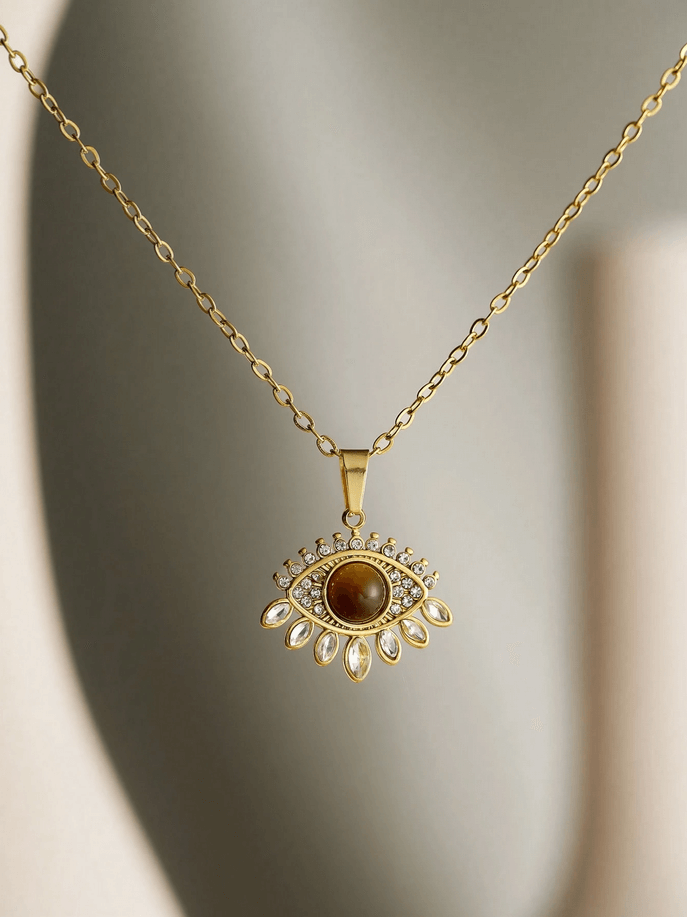 Elle Evil Eye Necklace in 18k PVD Gold Plated