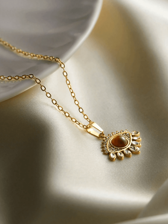 Elle Evil Eye Necklace in 18k PVD Gold Plated