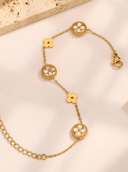 Elle Premium Four Leaf Charmed Layered Bracelet in Vermeil Gold