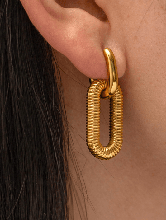 Geometric Earrings in 18k Gold Vermeil and White Gold Finish