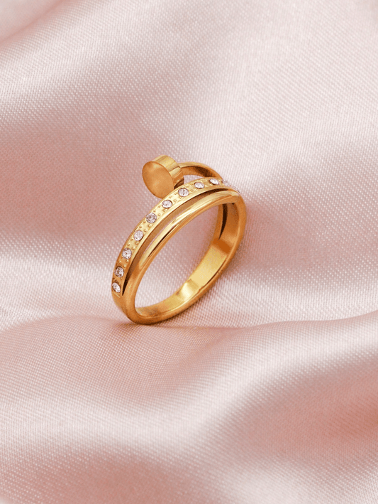 Elle CZ Minimalist Geometric Ring in Vermeil Gold Plated