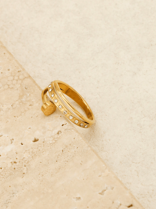 Elle CZ Minimalist Geometric Ring in Vermeil Gold Plated