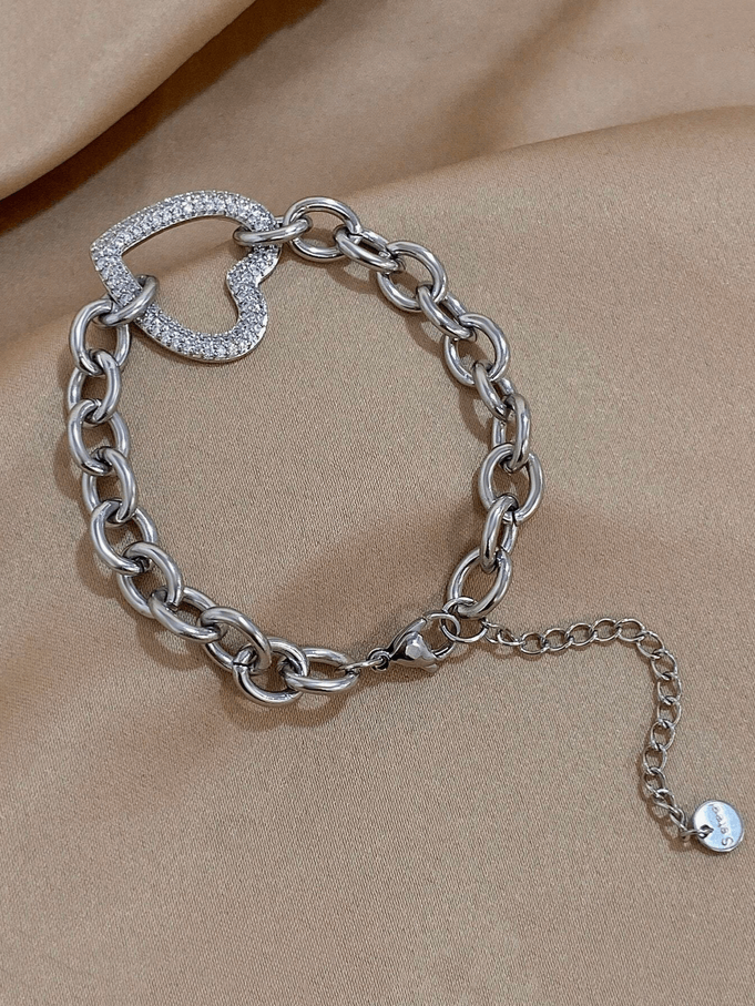 Elle Premium CZ Bracelet in White Gold Finish