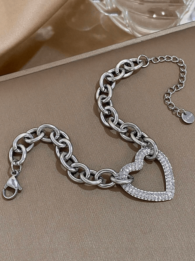 Elle Premium CZ Bracelet in White Gold Finish