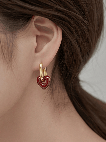 Elle Geometri Heart Earrings in 18k PVD Gold Plated