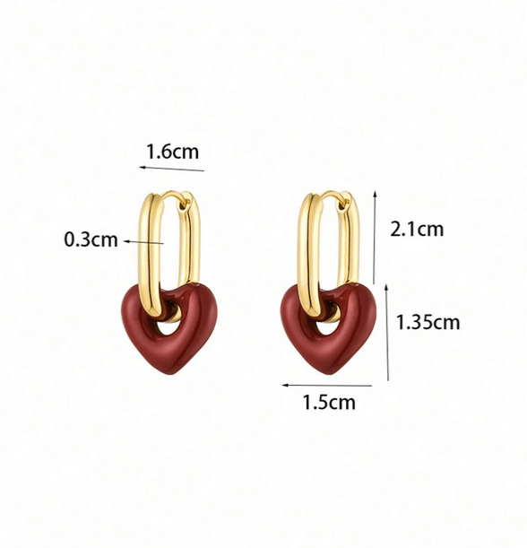 Elle Geometri Heart Earrings in 18k PVD Gold Plated