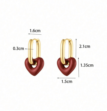 Elle Geometri Heart Earrings in 18k PVD Gold Plated