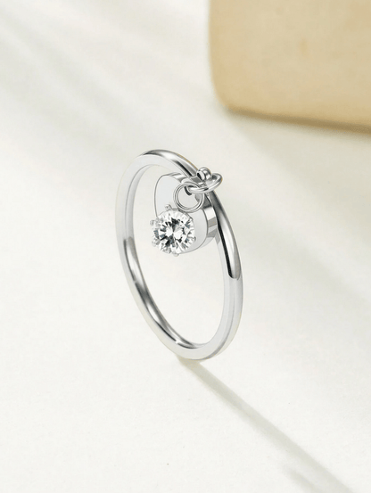 Elle CZ Heart Charmed Ring in Vermeil Gold and White Gold Plated