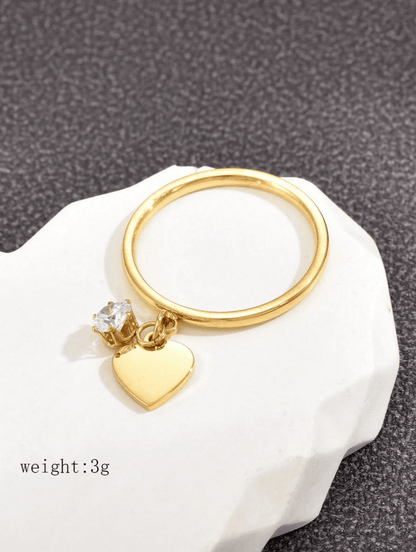 Elle CZ Heart Charmed Ring in Vermeil Gold and White Gold Plated