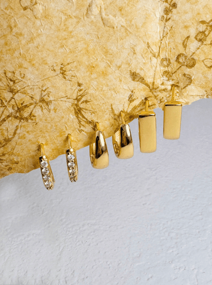 Elle CZ 3 Pairs Stackable Hoop Earrings in 18k Gold Vermeil