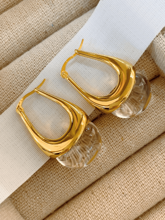 Elle Unique Shaped Earrings in18k Gold Vermeil and White Gold Finish