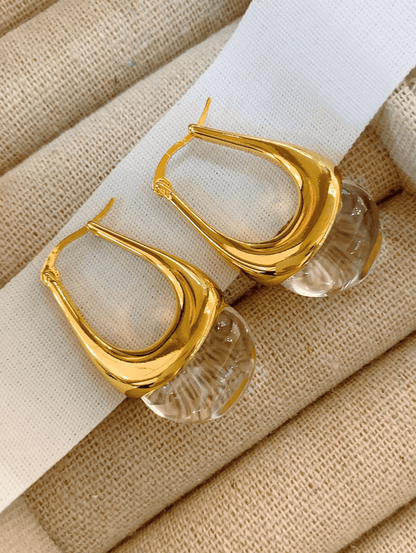 Elle Unique Shaped Earrings in18k Gold Vermeil and White Gold Finish