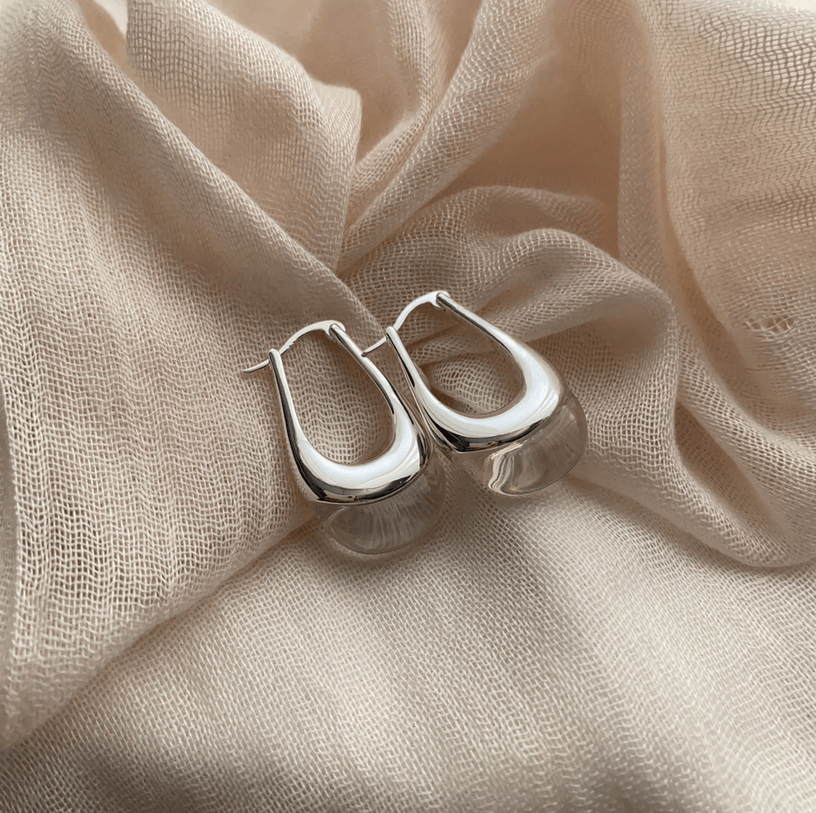 Elle Unique Shaped Earrings in18k Gold Vermeil and White Gold Finish