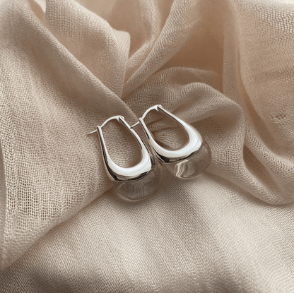 Elle Unique Shaped Earrings in18k Gold Vermeil and White Gold Finish