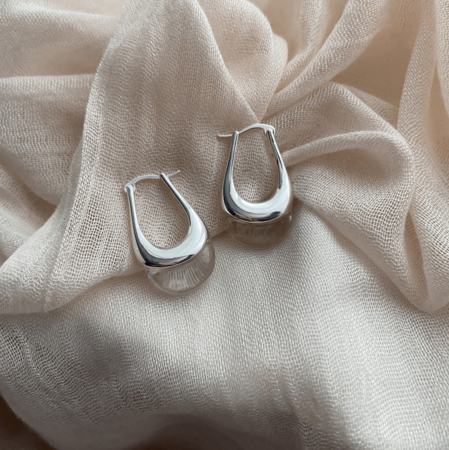 Elle Unique Shaped Earrings in18k Gold Vermeil and White Gold Finish