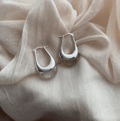 Elle Unique Shaped Earrings in18k Gold Vermeil and White Gold Finish