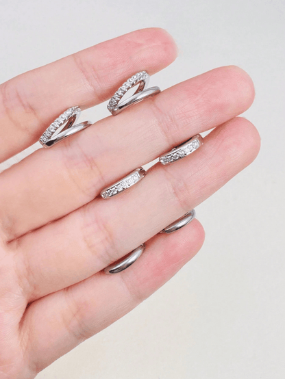 Elle 3 Pairs Stackable Hoop Earrings in 18k White Gold Vermeil