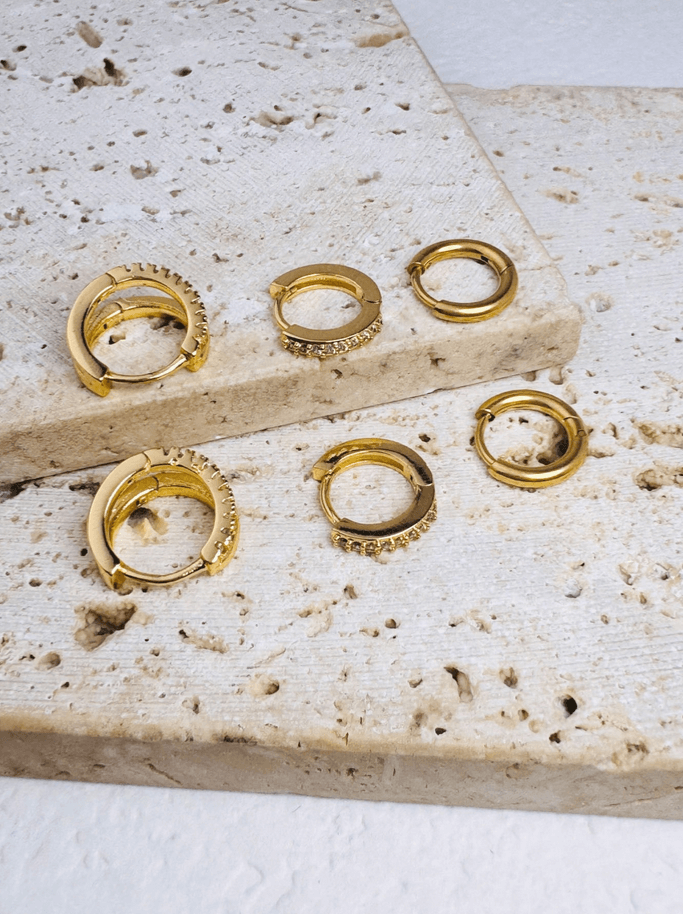 Elle 3 Pairs Stackable Hoop Earrings in 18k Gold Vermeil