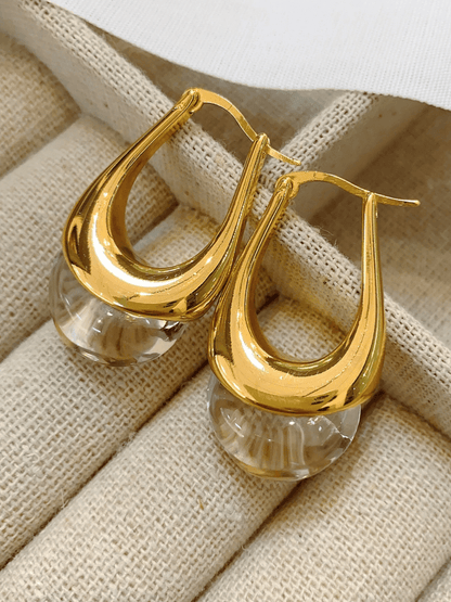 Elle Unique Shaped Earrings in18k Gold Vermeil and White Gold Finish