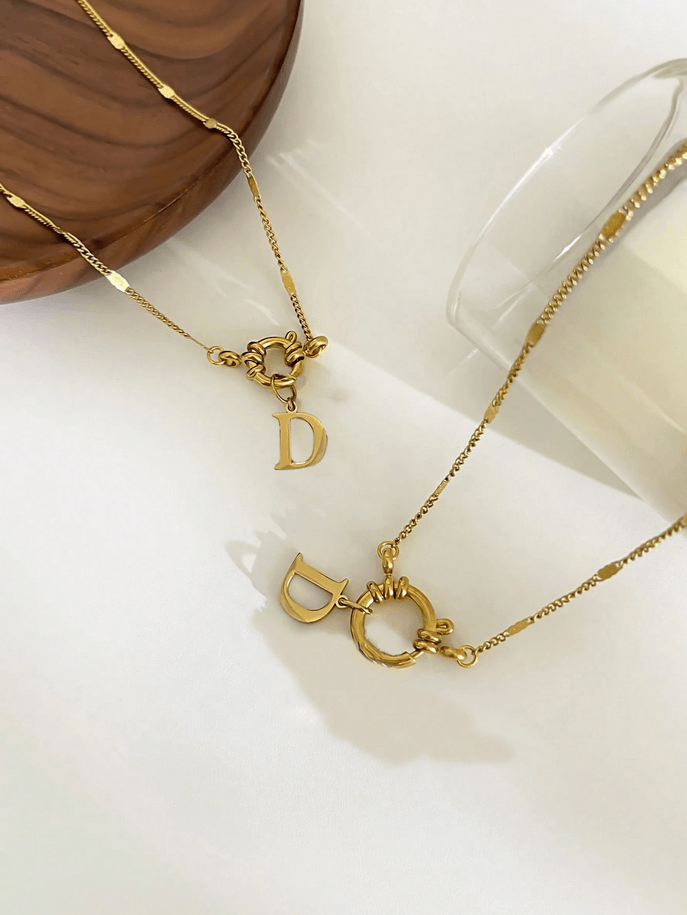 Elle Initial Pendant Necklace in 18k PVD Gold Plated (Ready-made)