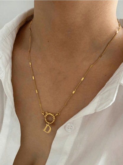 Elle Initial Pendant Necklace in 18k PVD Gold Plated (Ready-made)