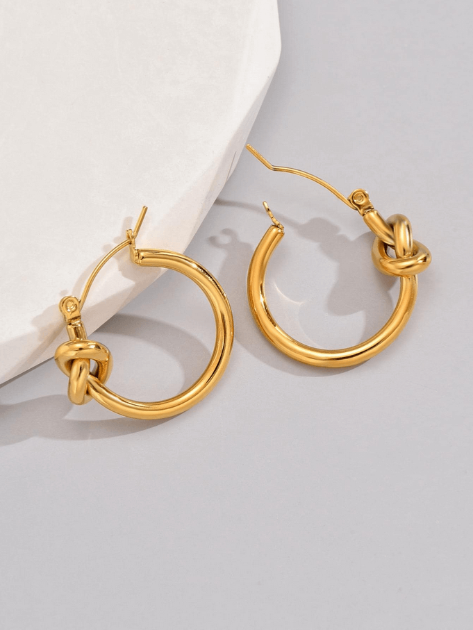 Elle Knot Hoop Earrings in 18k PVD Gold Plated