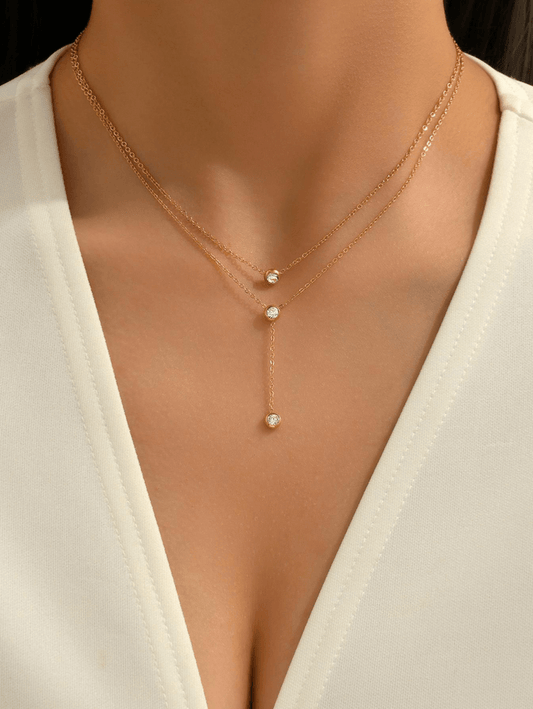 Elle Lariat Elegant Necklace in 18k PVD Gold Plated