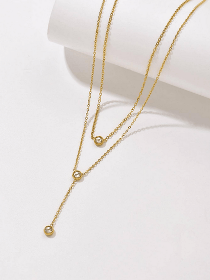 Elle Lariat Elegant Necklace in 18k PVD Gold Plated