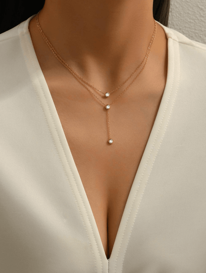 Elle Lariat Elegant Necklace in 18k PVD Gold Plated