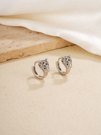 Elle CZ Timeless Design Leopard Earrings in 18k Gold Vermeil And White Gold Finish