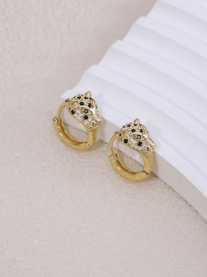 Elle CZ Timeless Design Leopard Earrings in 18k Gold Vermeil And White Gold Finish