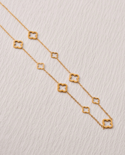 Four Leaf Clover Elegant Necklace in 18k PVD Gold Plated