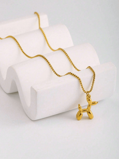 Elle Cute Dog Charmed Pendant Necklace in 18k PVD Gold Plated