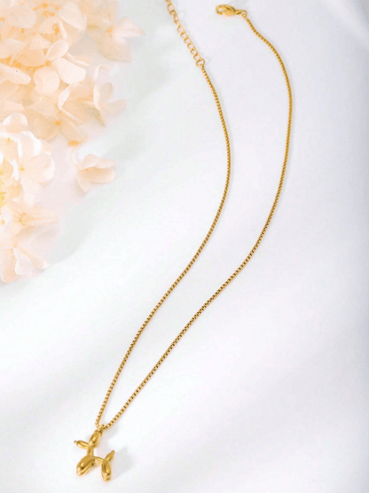 Elle Cute Dog Charmed Pendant Necklace in 18k PVD Gold Plated