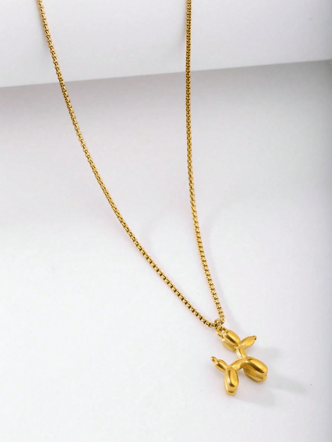 Elle Cute Dog Charmed Pendant Necklace in 18k PVD Gold Plated