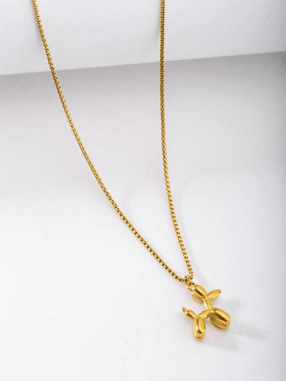 Elle Cute Dog Charmed Pendant Necklace in 18k PVD Gold Plated