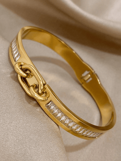 Elle CZ Premium Buckle Bracelet in 18k Gold Vermeil