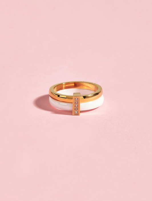 CZ Premium Ring in 18k Gold Vermeil and White Gold Finish