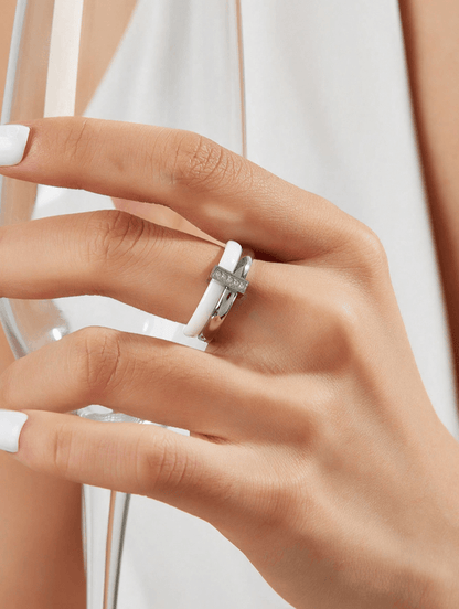 CZ Premium Ring in 18k Gold Vermeil and White Gold Finish